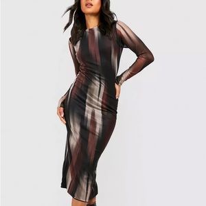 BOOHOO PETITE MESH MIDI DRESS